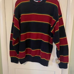 Vintage Tommy Hilfiger Striped Men's knit Sweater  with Crest